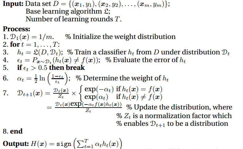Adaptive Boosting 算法流程